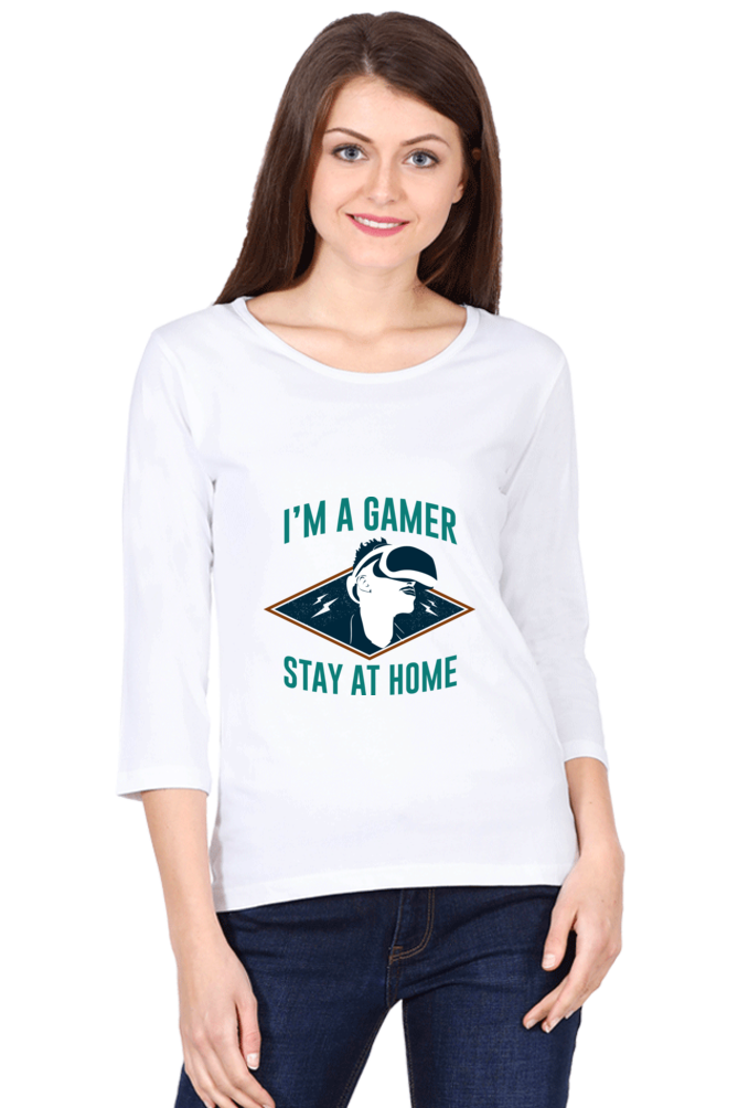 Women’s Full Sleeves Gamer T-Shirts - Stay Home