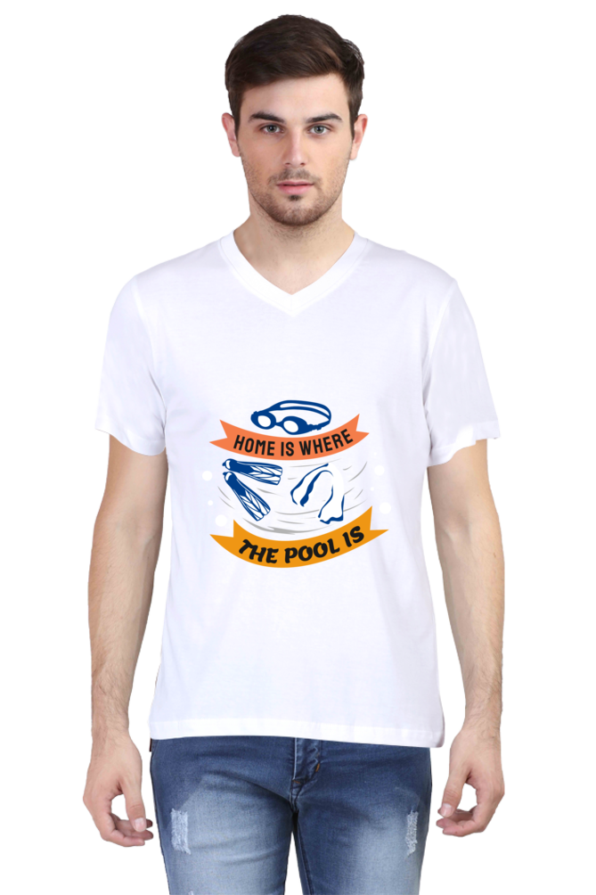 Men's Swimming V Neck T-Shirt - The Pool