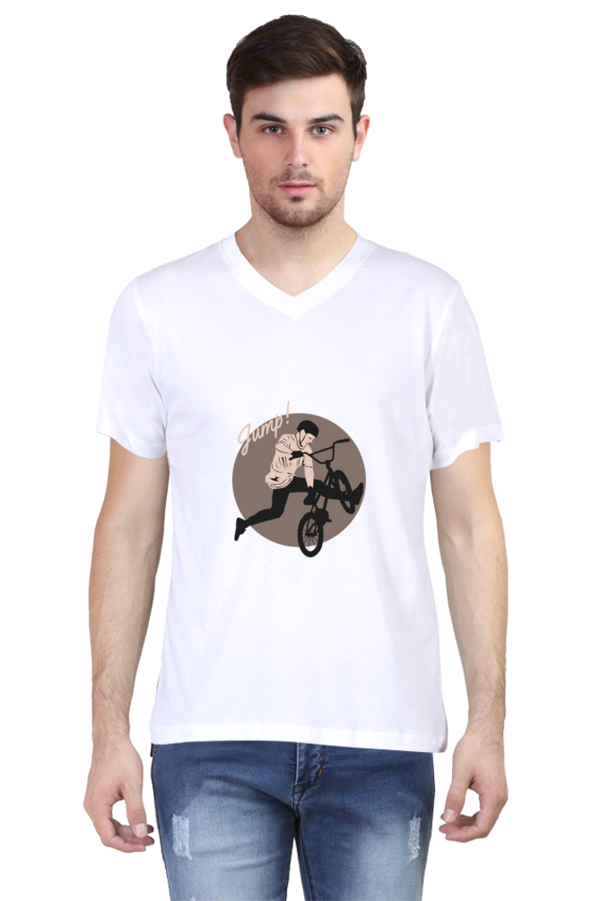 Men's BMX V Neck T-Shirt - jump