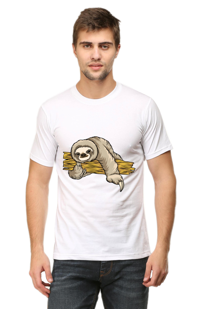 Men's Round Neck Sloth T-Shirt - Cuddle