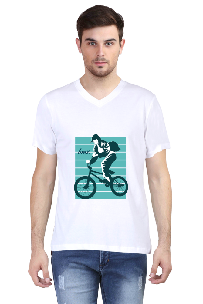 Men's BMX V Neck T-Shirt - bagpack