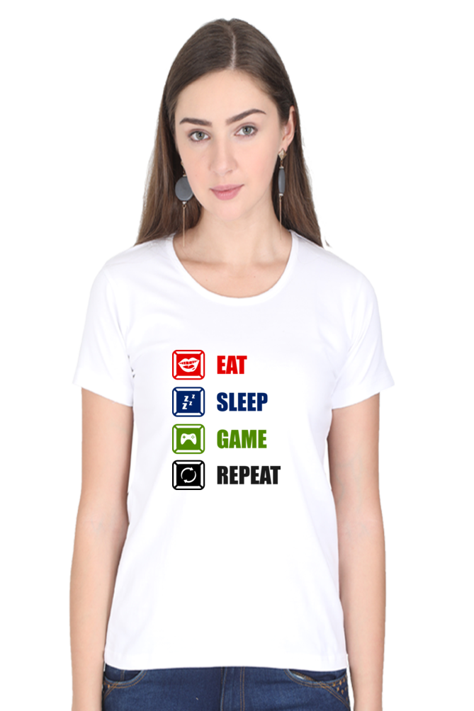Women’s Round Neck Printed Gamer T-Shirts -  Repeat