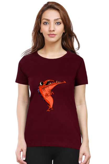 Women’s Round Neck Printed Animal's & Monster's T-Shirts - dancing monster