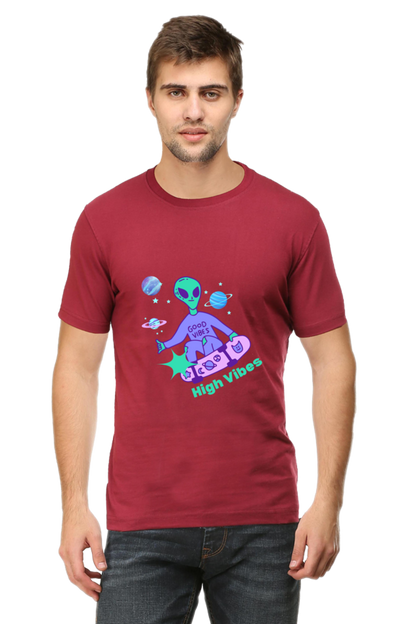Men's Round Neck T-Shirt - High Vibes