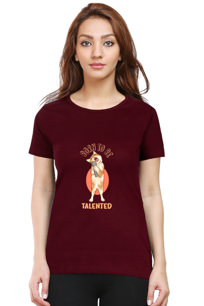 Women’s Round Neck Printed Funny & Queen SVG T-Shirts -  talented