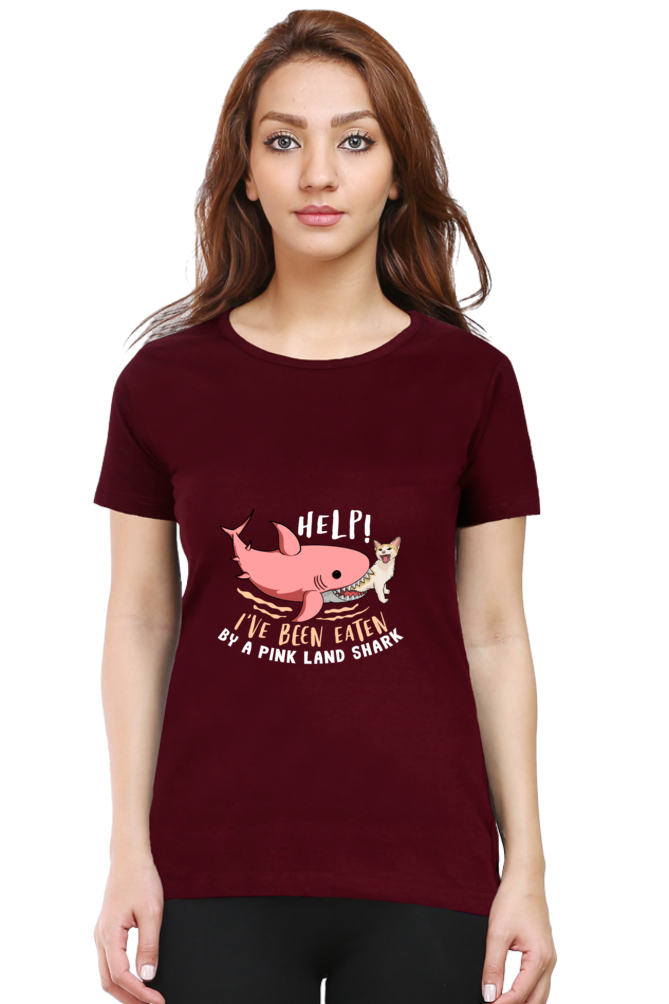 Women’s Round Neck Printed Funny & Queen SVG T-Shirts -  Shark