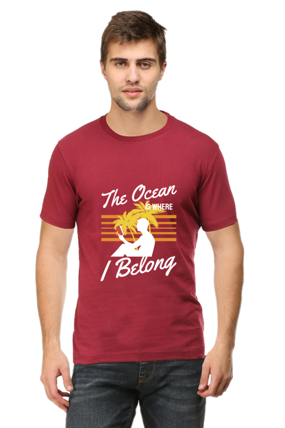 Men's Round Neck Summer T-Shirt - Ocean