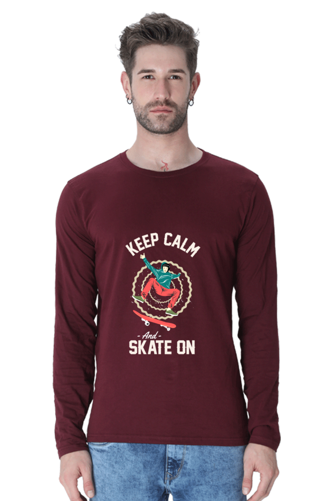 Men’s  Skateboard Full Sleeve - T Shirt  - Keep Calm