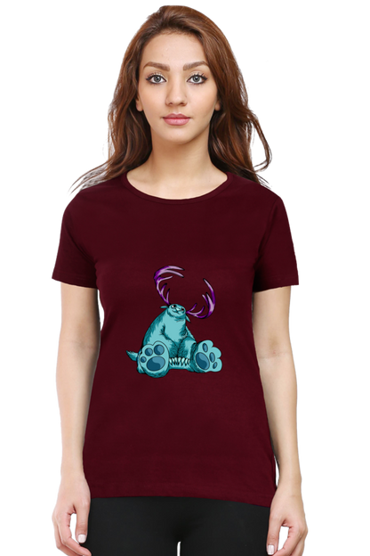 Women’s Round Neck Printed Animal's & Monster's T-Shirts -  huge monster