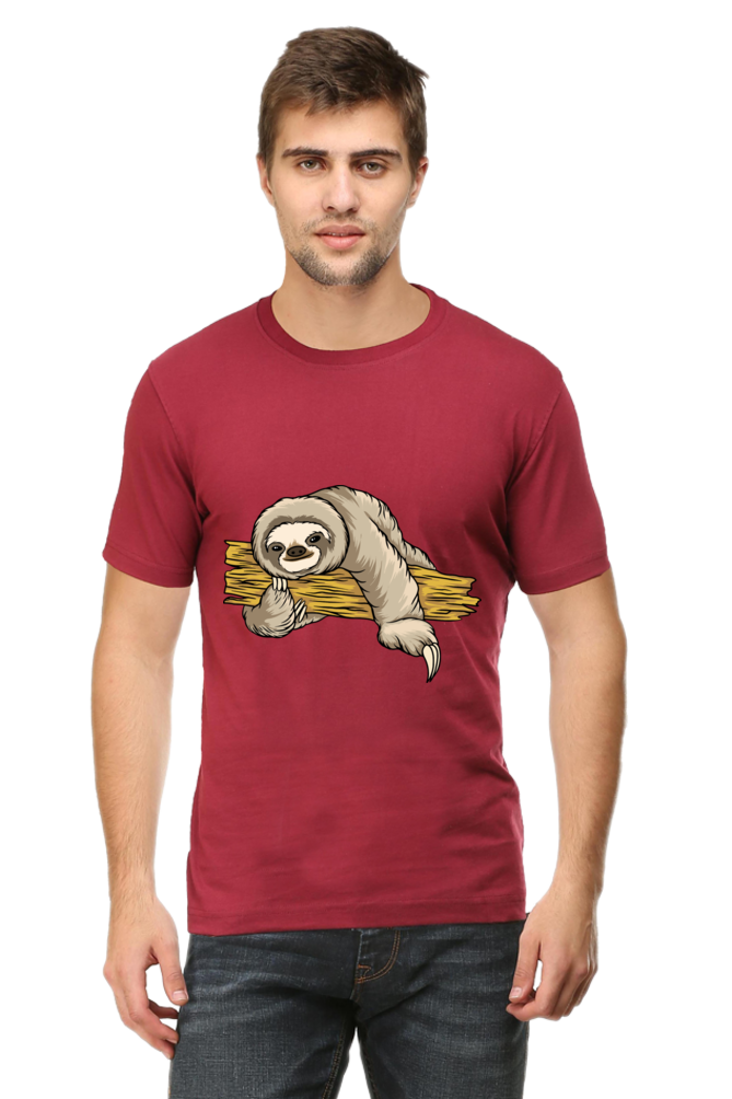 Men's Round Neck Sloth T-Shirt - Cuddle