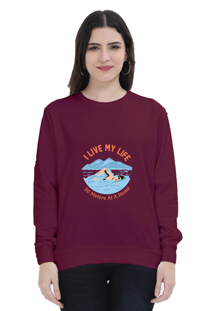 Women Swimming Sweatshirt - My Life