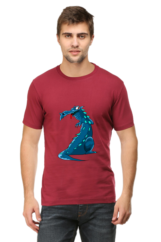 Men's Animal's & Monster's Cotton Round Neck T-Shirt - dinosaur