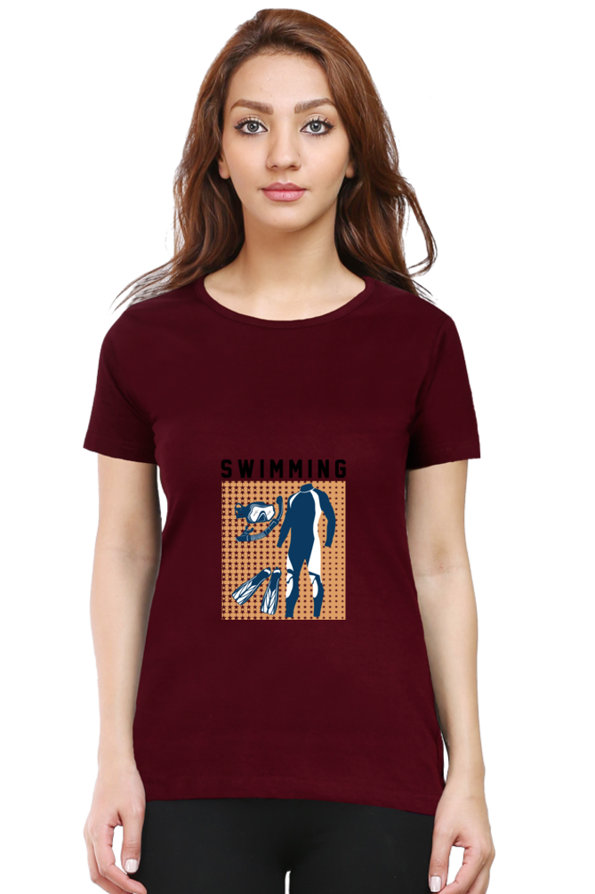 Women  Swimming Half Sleeve T-Shirt - Swimming