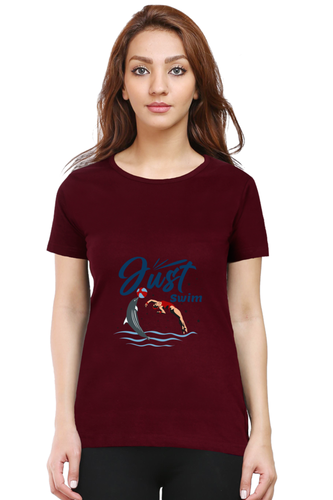 Women  Swimming Half Sleeve T-Shirt - Just Swim