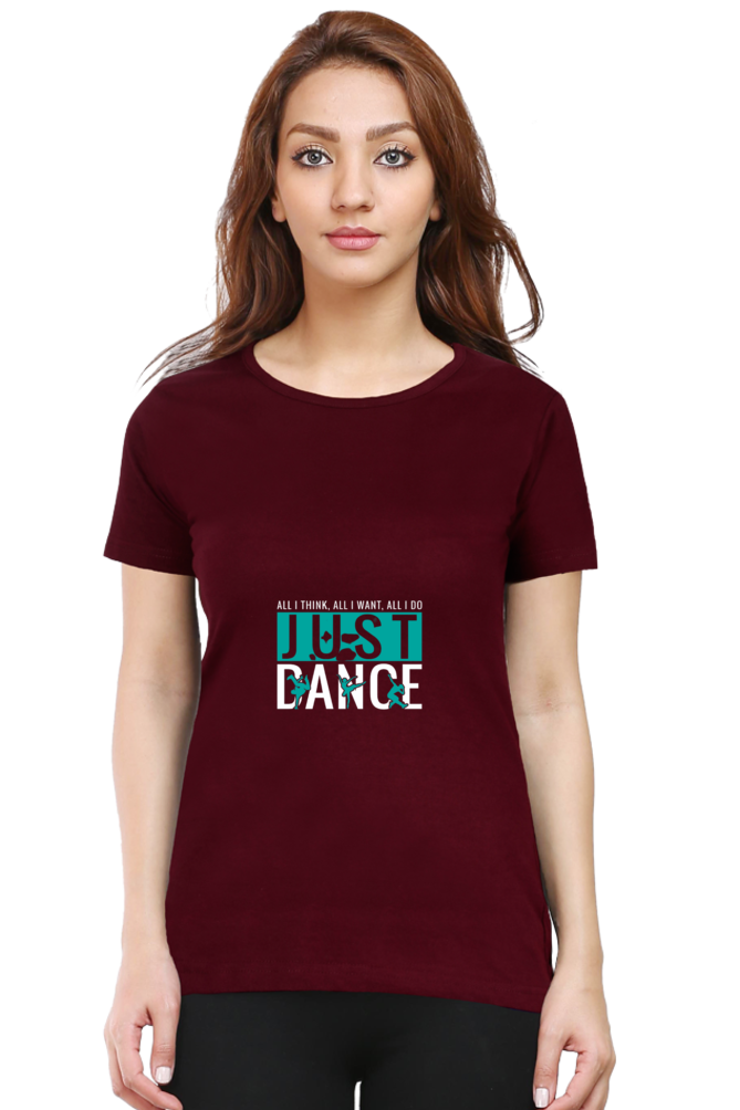 Women’s Round Neck Printed Dance T-Shirts - just dance