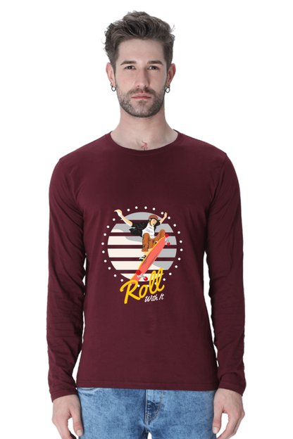 Men’s  Skateboard Full Sleeve - T Shirt  - Roll with it