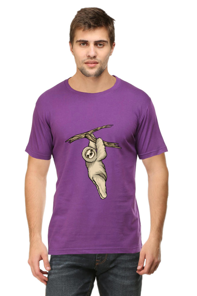 Men's Round Neck Sloth T-Shirt - play baby