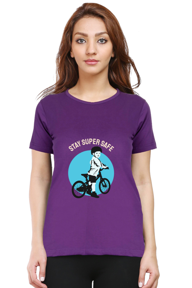 Women’s Round Neck Printed Rider T-Shirts -  super safe