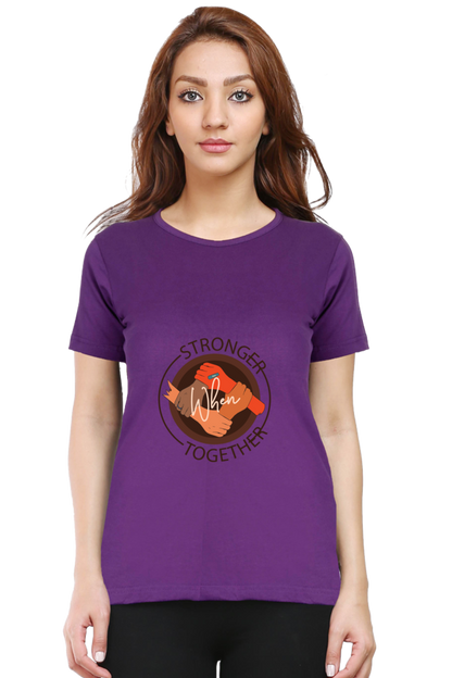 Women’s Round Neck Printed Motivational T-Shirts -  Stronger