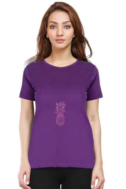 Women’s Round Neck Printed Minimalistic T-Shirts -  Fruit