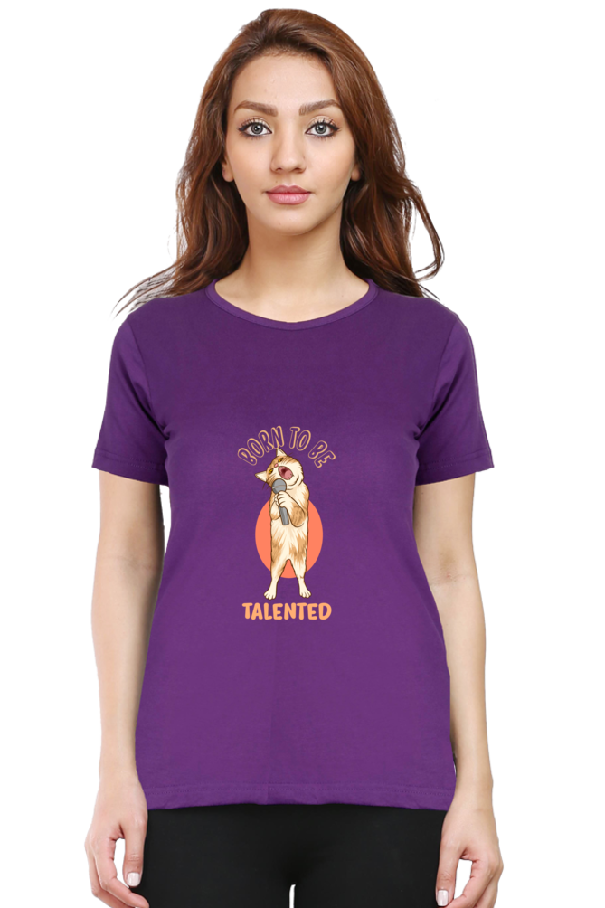 Women’s Round Neck Printed Funny & Queen SVG T-Shirts -  talented