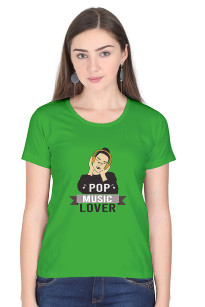 Women’s Round Neck Printed Music T-Shirts - POP