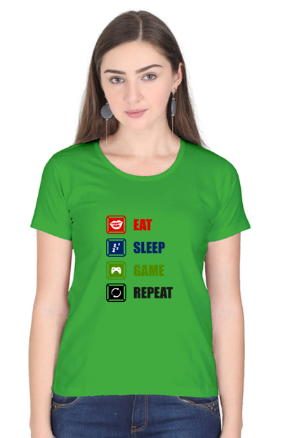 Women’s Round Neck Printed Gamer T-Shirts -  Repeat