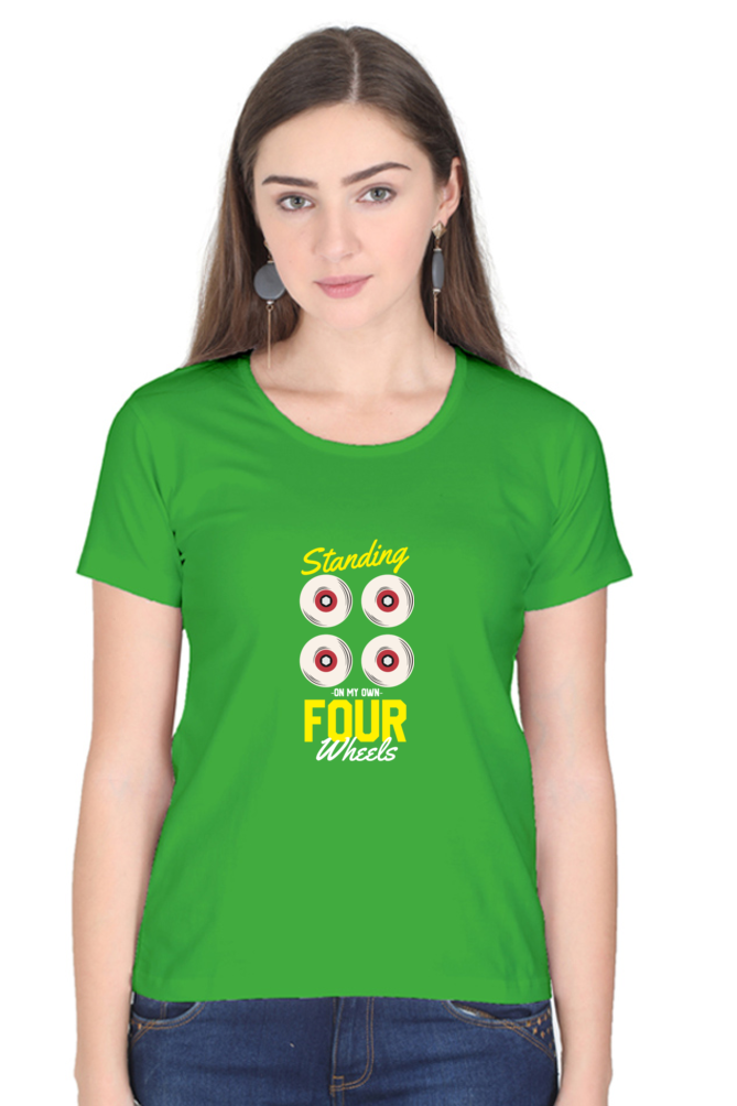 Women  Skateboard Half Sleeve T-Shirt - Four Wheels