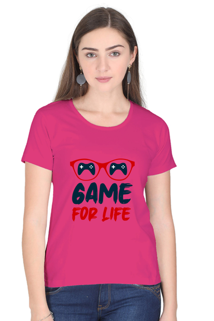 Women’s Round Neck Printed Gamer T-Shirts -  Life