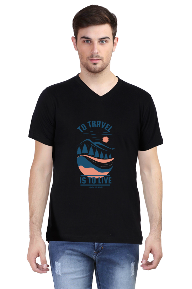 Men's Adventure V Neck T-Shirt - travel