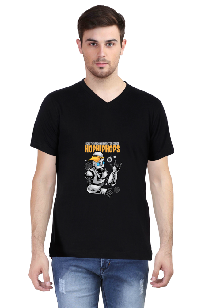 Men's Dance V Neck T-Shirt - robot urban hip-hop