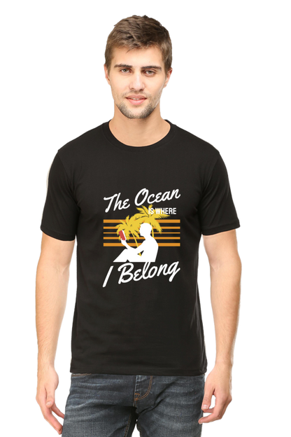 Men's Round Neck Summer T-Shirt - Ocean