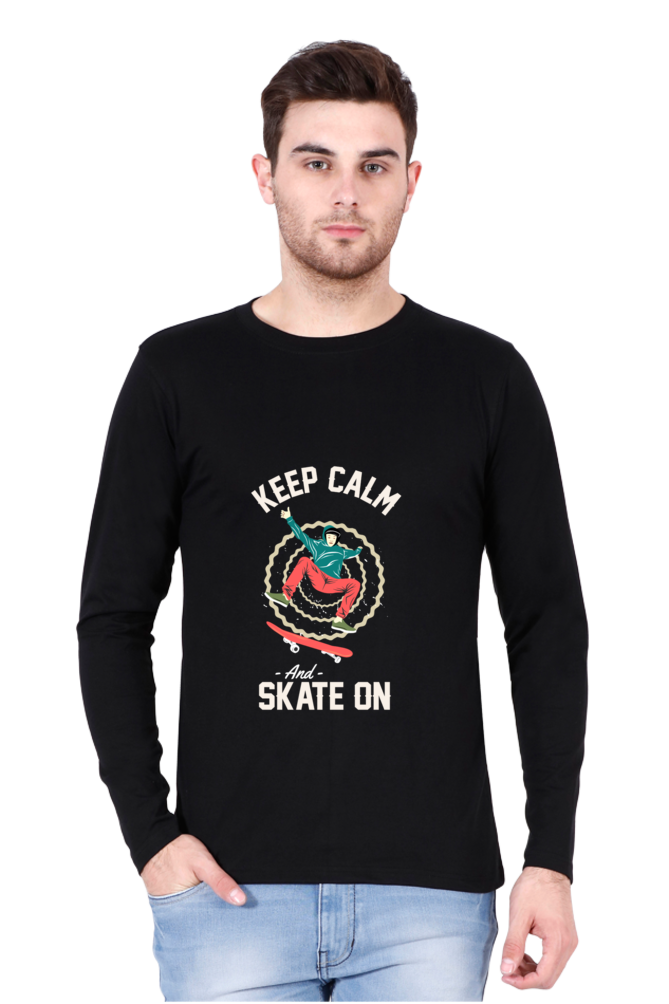Men’s  Skateboard Full Sleeve - T Shirt  - Keep Calm