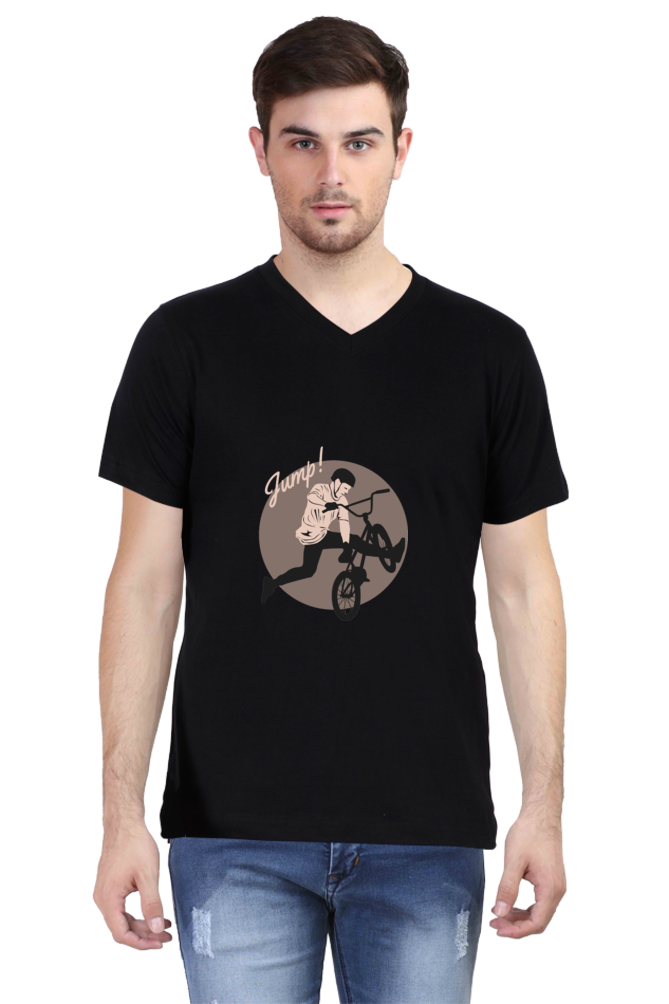 Men's BMX V Neck T-Shirt - jump
