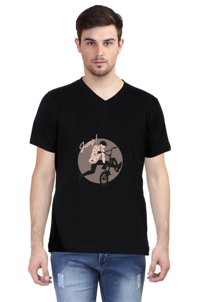 Men's BMX V Neck T-Shirt - jump