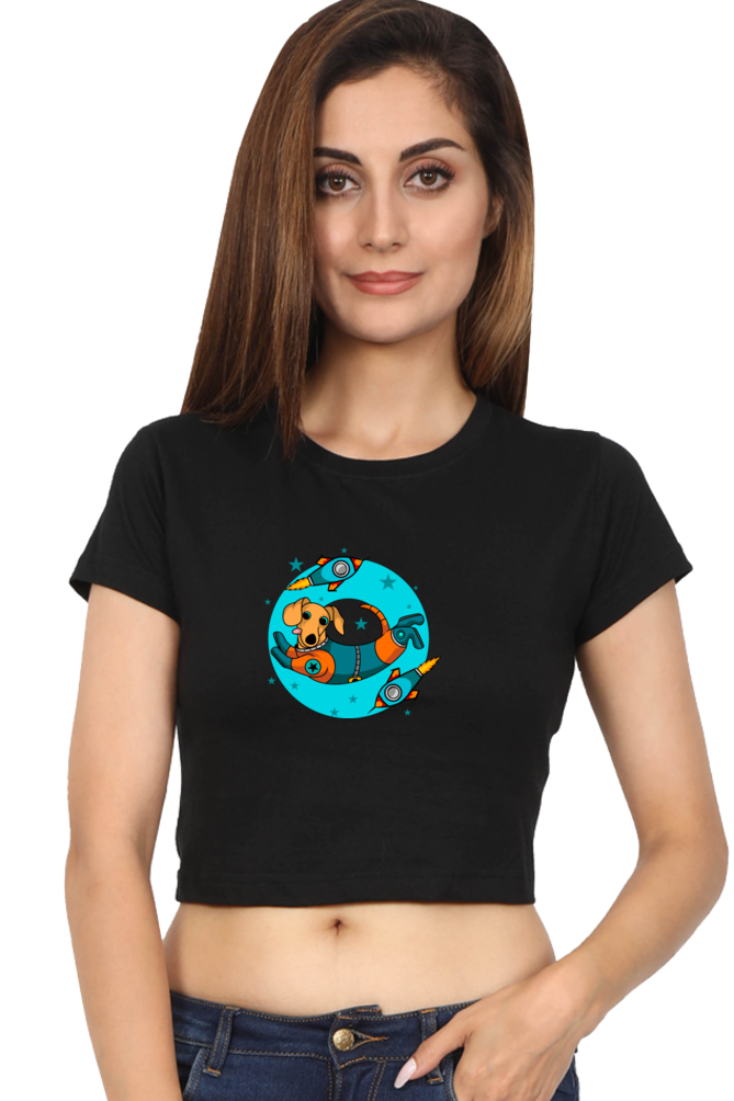 Women Animal's & Monster's  Crop Top -  tweaking dog