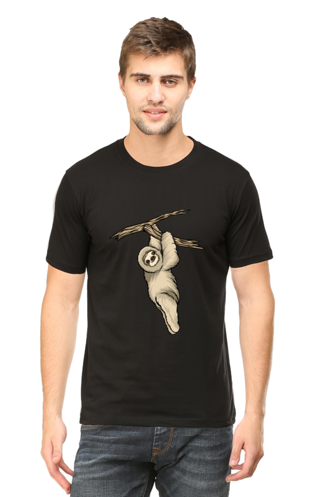 Men's Round Neck Sloth T-Shirt - play baby