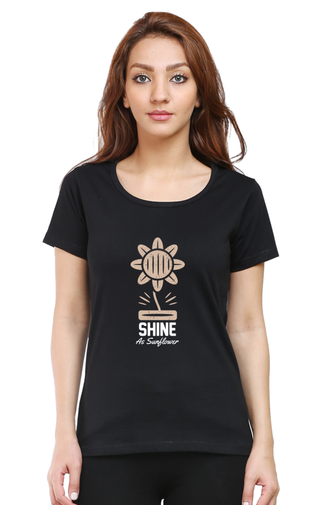 Women’s Round Neck Printed Gardening T-Shirts -   shine