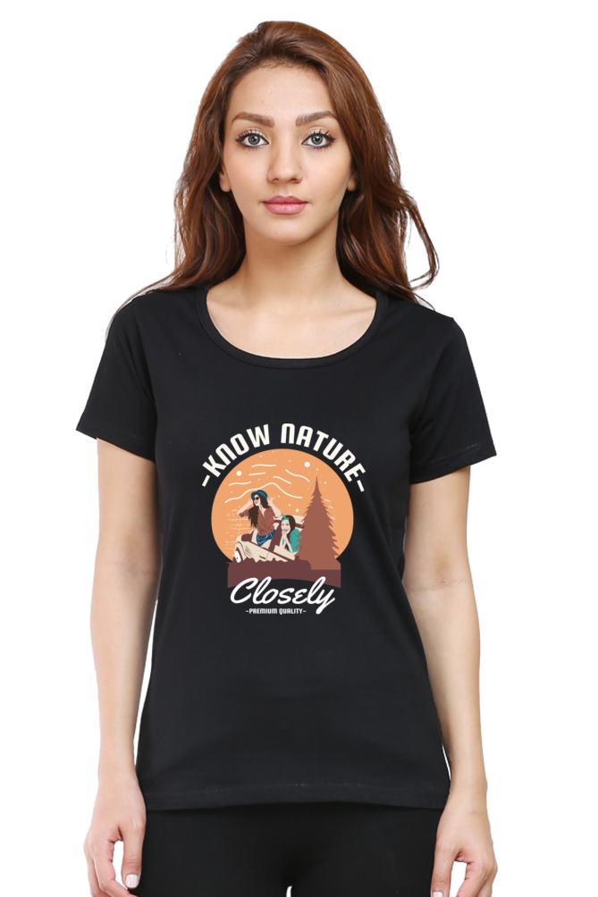 Women’s Round Neck Printed Adventure T-Shirts -  know nature
