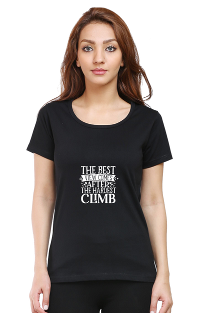 Women’s Round Neck Printed Motivational T-Shirts -  Climb