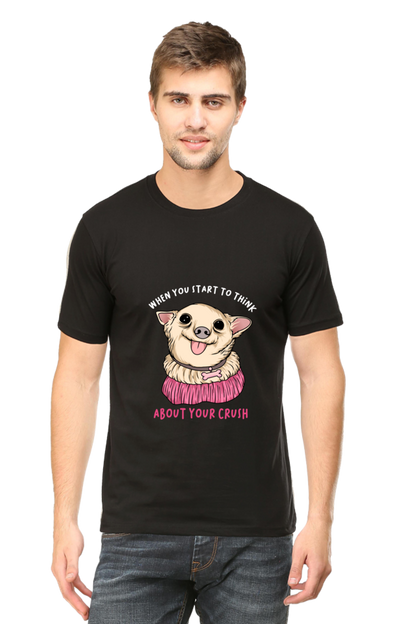 Men's Funny & Queen SVG Round Neck T-Shirt - crush