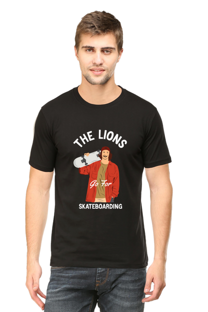 Skateboard Unisex Cotton Round Neck T-shirt - The Lion's