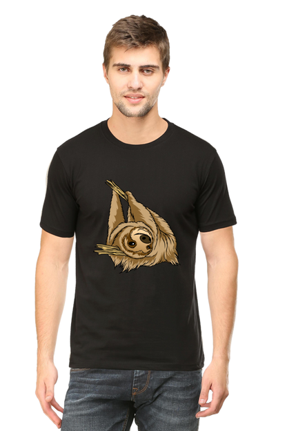 Men's Round Neck Sloth T-Shirt - say cheese