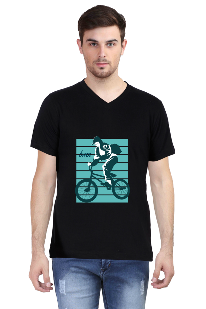Men's BMX V Neck T-Shirt - bagpack