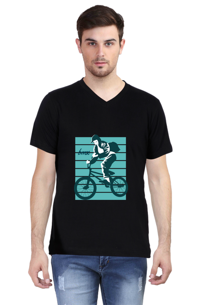 Men's BMX V Neck T-Shirt - bagpack
