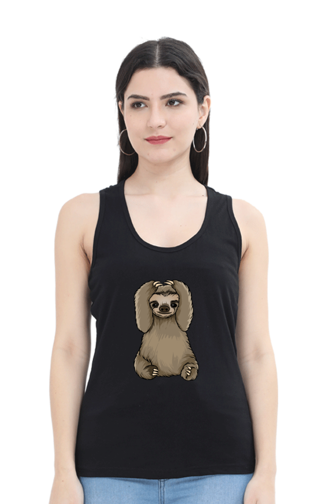 Women Sloth Tank Top - baby sloth