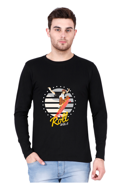 Men’s  Skateboard Full Sleeve - T Shirt  - Roll with it
