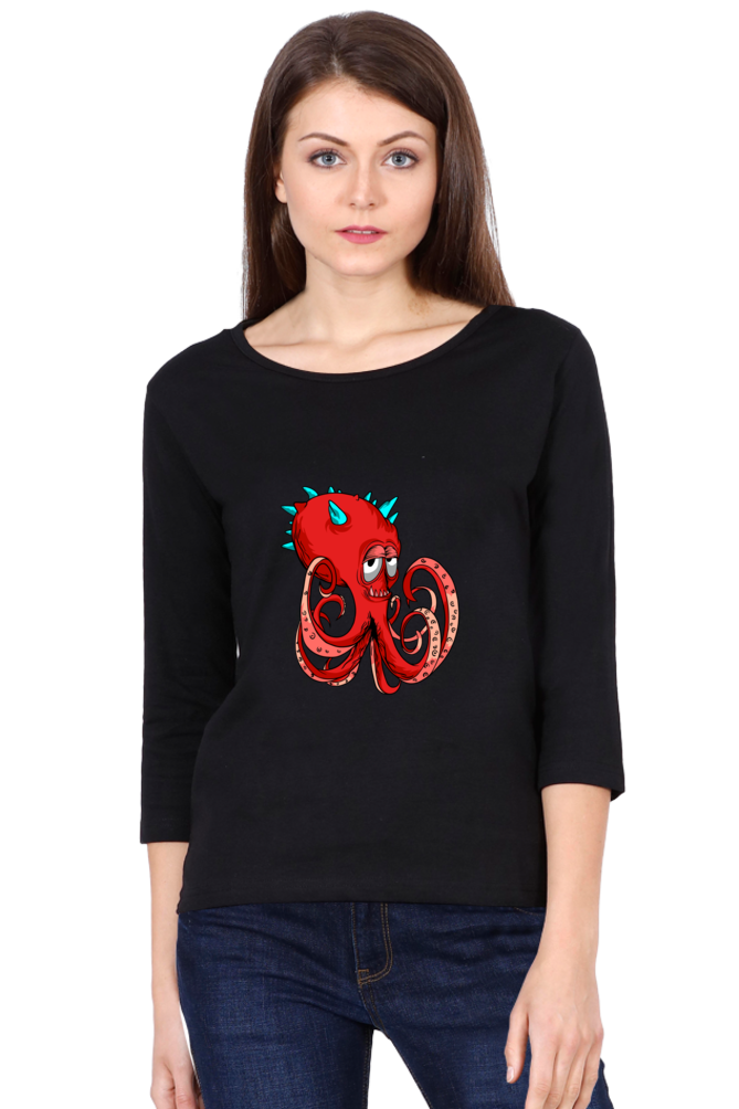 Women’s Full Sleeves Animal's & Monster's  T-Shirts - monster octopus
