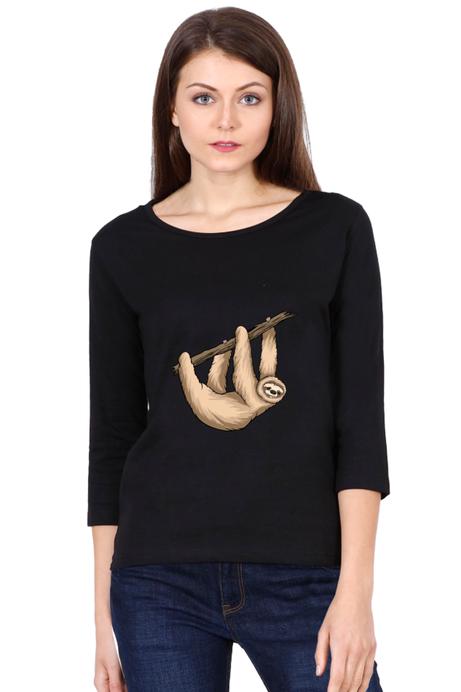Women Sloth Full Sleeve T-Shirt - hungry