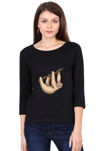 Women Sloth Full Sleeve T-Shirt - hungry